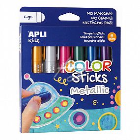 temperové barvy APLI/6barev á 6g, suché, metalické barvy
