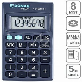 kalkulátor Donau TECH K-DT2086-01, 8místný, Černý