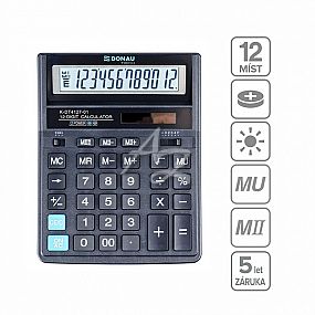 kalkulátor Donau TECH K-DT4127-01, 12místný, Černý