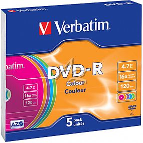 DVD-R  VERBATIM/5ks   16x Color,slim box