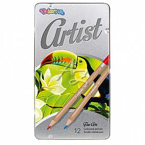 Colorino pastelky Artist 12barev, kulaté dřevěné, kovový box