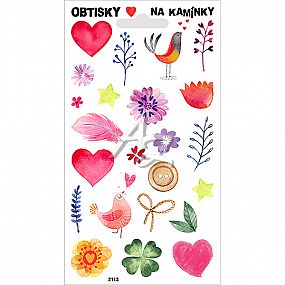 obtisky na kamínky, 95x170mm, Srdíčka