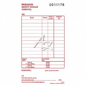 paragon-daňový doklad 80x150mm, 50listů, NCR, číslovaný