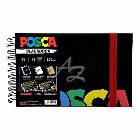 skicák Posca A5/48listů 100g, černý, mix 3 barev papíru