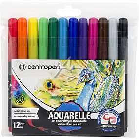 Centropen popisovač 8683/12 Aquarelle Markers 1-9mm sada 12 barev