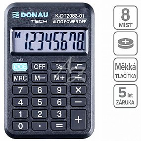 kalkulátor Donau TECH K-DT2083-01, 8místný, Černý