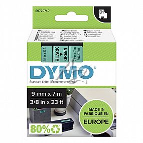 páska DYMO D1, černý tisk/zelený podklad, 9mm/7m