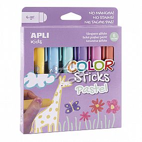 temperové barvy APLI/6barev á 6g, suché, pastelové barvy