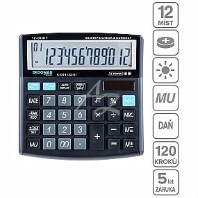 kalkulátor Donau TECH K-DT4122-01, 12místný, Černý