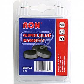 magnety černé 850/22/6ks super silné RON