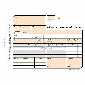 příjmový pokladní doklad A6, NCR, 2x50listů, číslovaný, (1081)