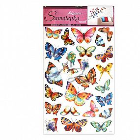 samolepicí dekorace, barevní motýli, 53x29cm