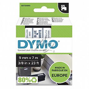 páska DYMO D1, modrý tisk/bílý podklad, 9mm/7m