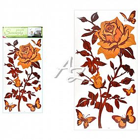 samolepicí dekorace, růže s imitací dřeva, 69x32cm