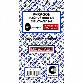 paragon-daňový doklad 80x150mm, 50listů, číslovaný 1+1