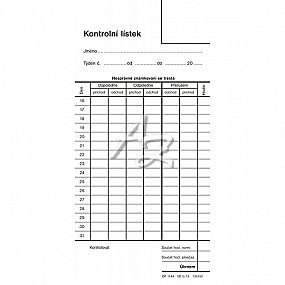 kontrolní lístek (píchačka), (1144)
