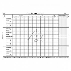 evidence docházky A4,10listů