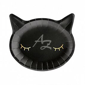 talíř papírový mělký 220x200mm/6ks, Černá kočka