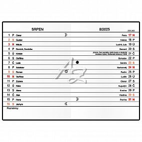 diář měsíční 2025, Anežka, 70x100mm, PVC, Bordó